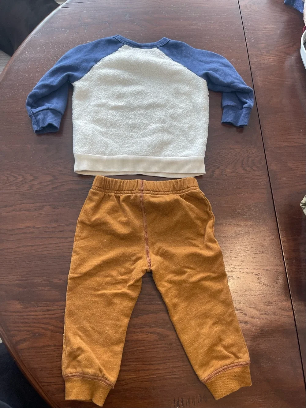 Carter's Blue-Sleeve Moose Sweatshirt with Brown Jogger Pants